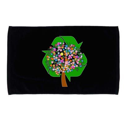 Recycle Reuse Reduce Flower Tree Microfiber Hand Towel