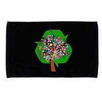 Recycle Reuse Reduce Flower Tree Microfiber Hand Towel