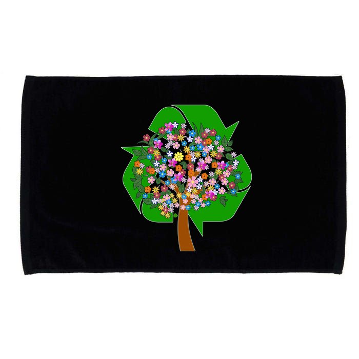 Recycle Reuse Reduce Flower Tree Microfiber Hand Towel
