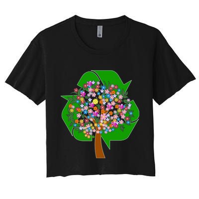 Recycle Reuse Reduce Flower Tree Crop Top