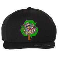 Recycle Reuse Reduce Flower Tree Wool Snapback Cap