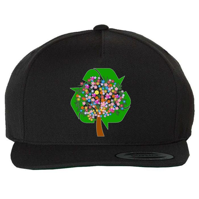 Recycle Reuse Reduce Flower Tree Wool Snapback Cap
