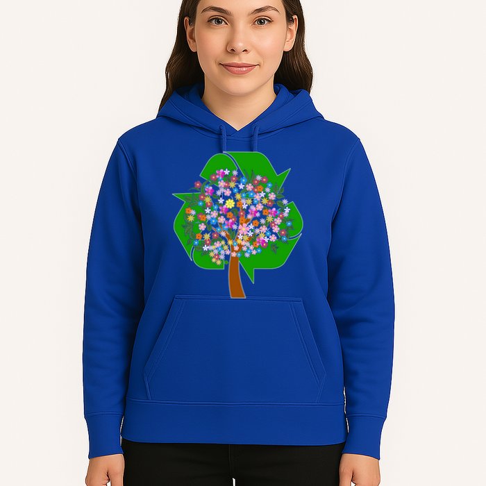 Recycle Reuse Reduce Flower Tree Hoodie