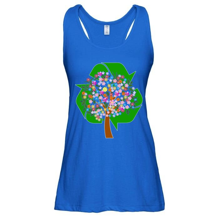 Recycle Reuse Reduce Flower Tree Ladies Essential Flowy Tank