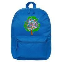 Recycle Reuse Reduce Flower Tree 16 in Basic Backpack
