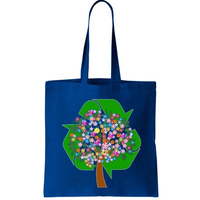 Recycle Reuse Reduce Flower Tree Bag