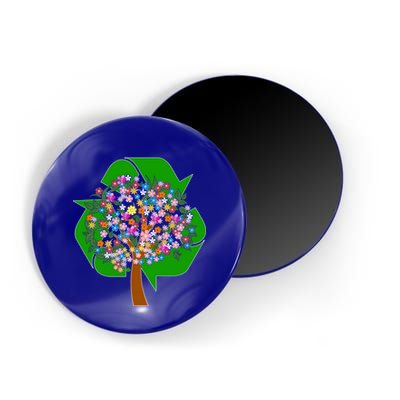 Recycle Reuse Reduce Flower Tree Magnet