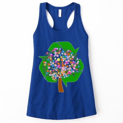 Recycle Reuse Reduce Flower Tree Womens Tank Top