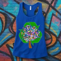 Recycle Reuse Reduce Flower Tree Womens Tank Top