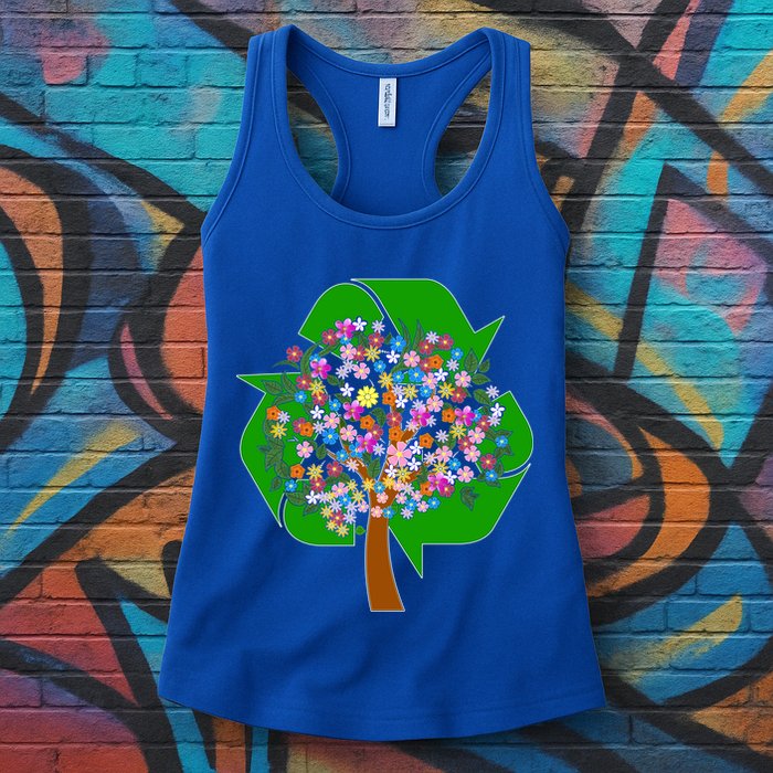 Recycle Reuse Reduce Flower Tree Womens Tank Top