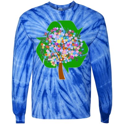 Recycle Reuse Reduce Flower Tree Tie-Dye Long Sleeve Shirt