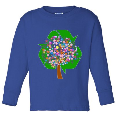 Recycle Reuse Reduce Flower Tree Toddler Long Sleeve Shirt