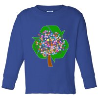 Recycle Reuse Reduce Flower Tree Toddler Long Sleeve Shirt