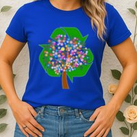 Recycle Reuse Reduce Flower Tree Womens T-Shirt