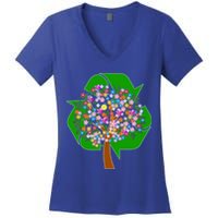 Recycle Reuse Reduce Flower Tree Women's V-Neck T-Shirt