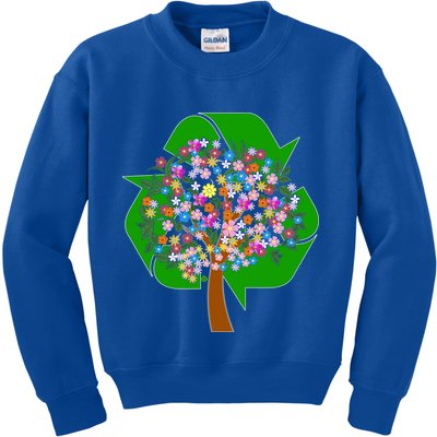 Recycle Reuse Reduce Flower Tree Kids Sweatshirt