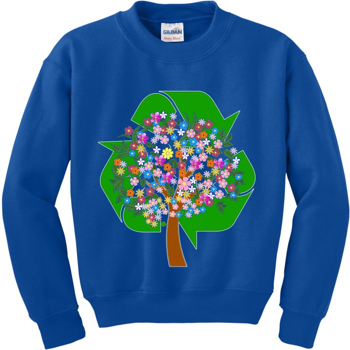 Recycle Reuse Reduce Flower Tree Kids Sweatshirt