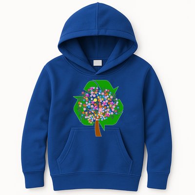 Recycle Reuse Reduce Flower Tree Kids Hoodie