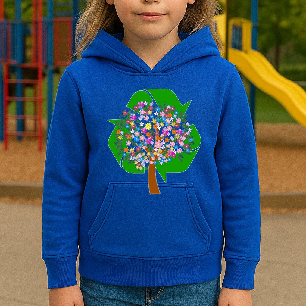 Recycle Reuse Reduce Flower Tree Kids Hoodie
