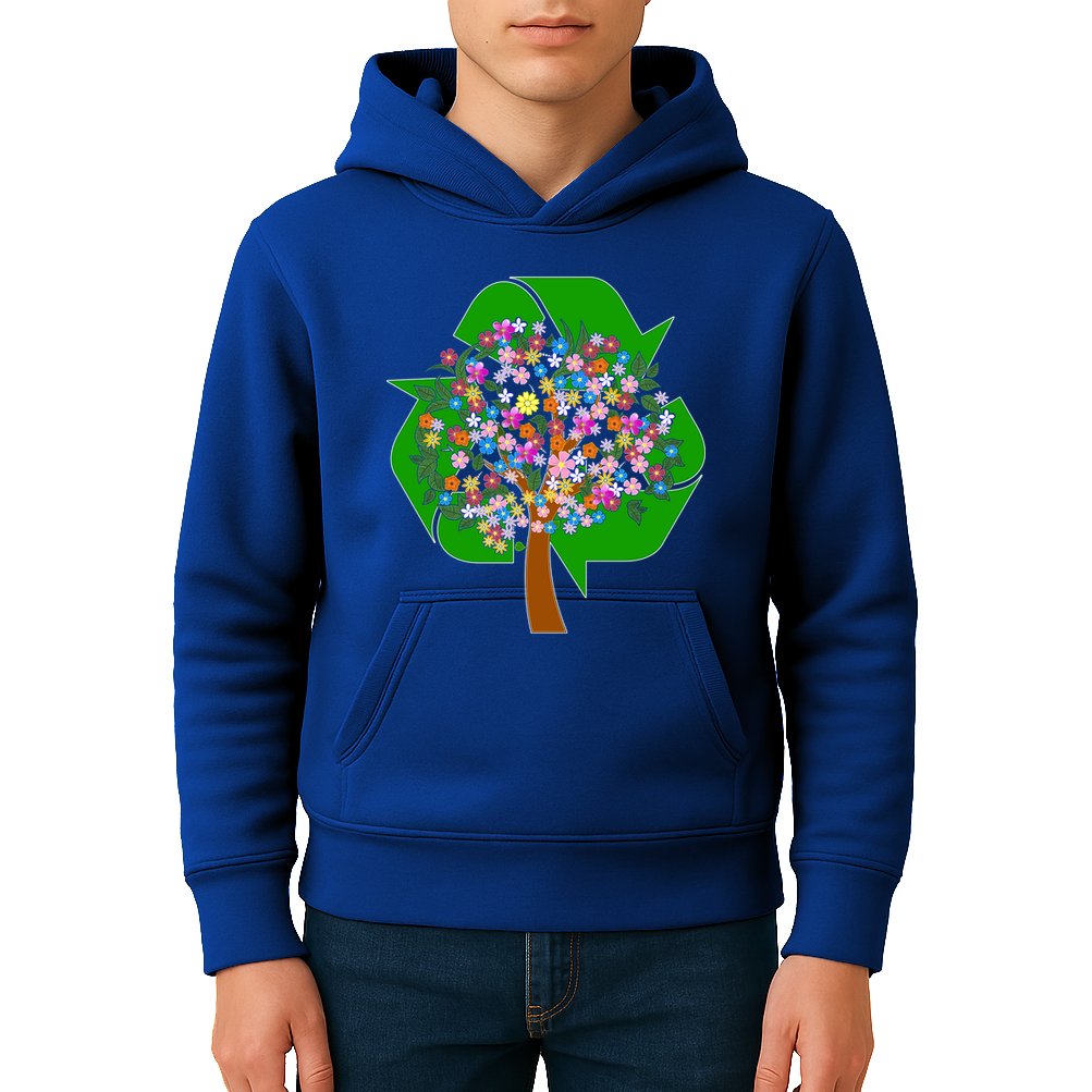 Recycle Reuse Reduce Flower Tree Kids Hoodie