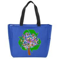 Recycle Reuse Reduce Flower Tree Zip Tote Bag