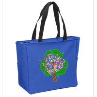 Recycle Reuse Reduce Flower Tree Zip Tote Bag