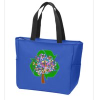 Recycle Reuse Reduce Flower Tree Zip Tote Bag