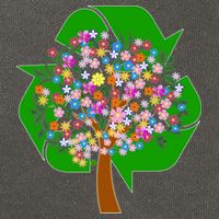 Recycle Reuse Reduce Flower Tree Cotton Canvas Backpack