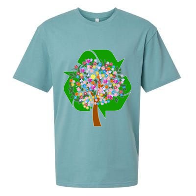 Recycle Reuse Reduce Flower Tree Sueded Cloud Jersey T-Shirt