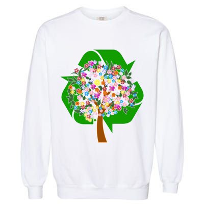 Recycle Reuse Reduce Flower Tree Garment-Dyed Sweatshirt