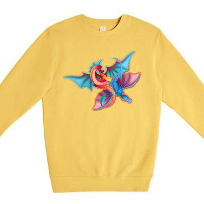 Red And Blue Flying Dragons Premium Crewneck Sweatshirt