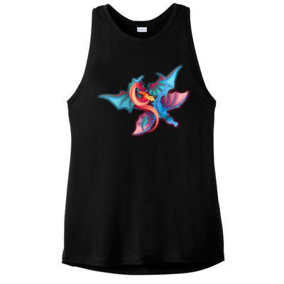 Red And Blue Flying Dragons Ladies PosiCharge Tri-Blend Wicking Tank