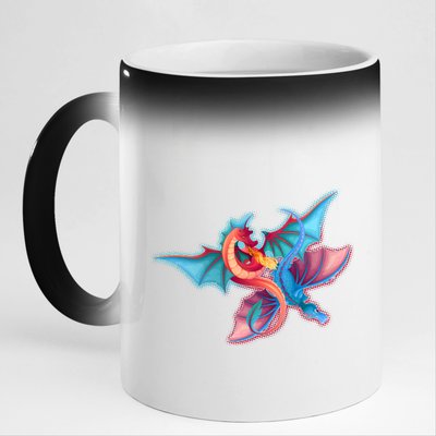 Red And Blue Flying Dragons 11oz Black Color Changing Mug