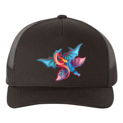 Red And Blue Flying Dragons Yupoong Adult 5-Panel Trucker Hat