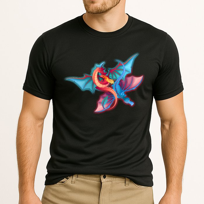Red And Blue Flying Dragons Cooling Performance Crew T-Shirt