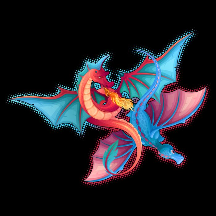 Red And Blue Flying Dragons Cooling Performance Crew T-Shirt
