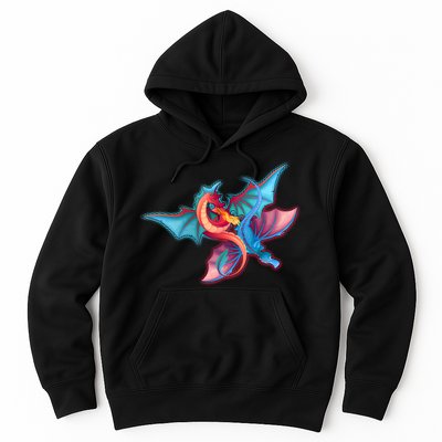 Red And Blue Flying Dragons Hoodie