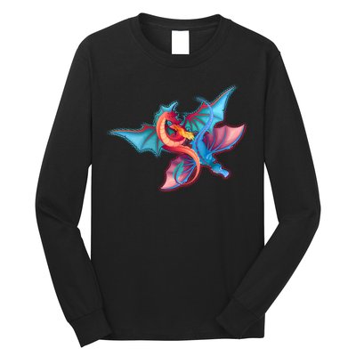 Red And Blue Flying Dragons Long Sleeve Shirt