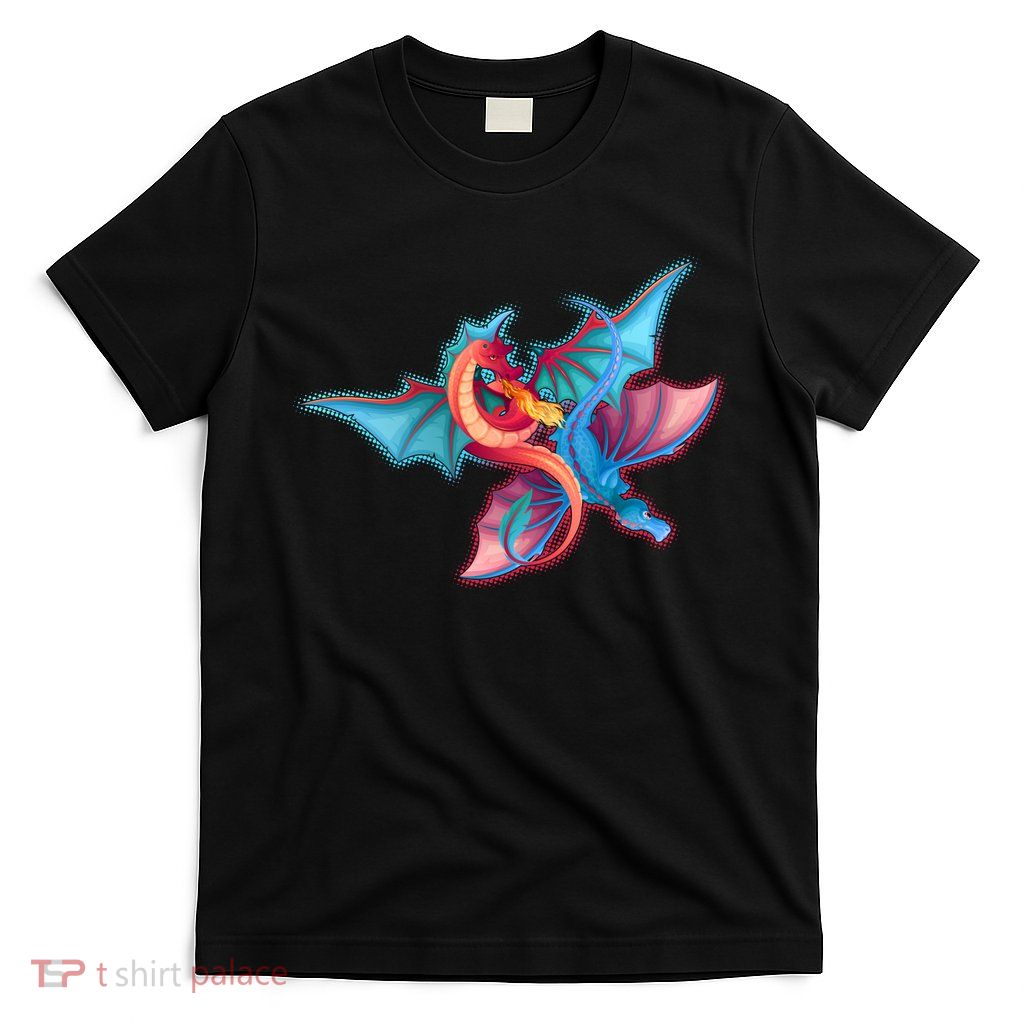 Red And Blue Flying Dragons T-Shirt