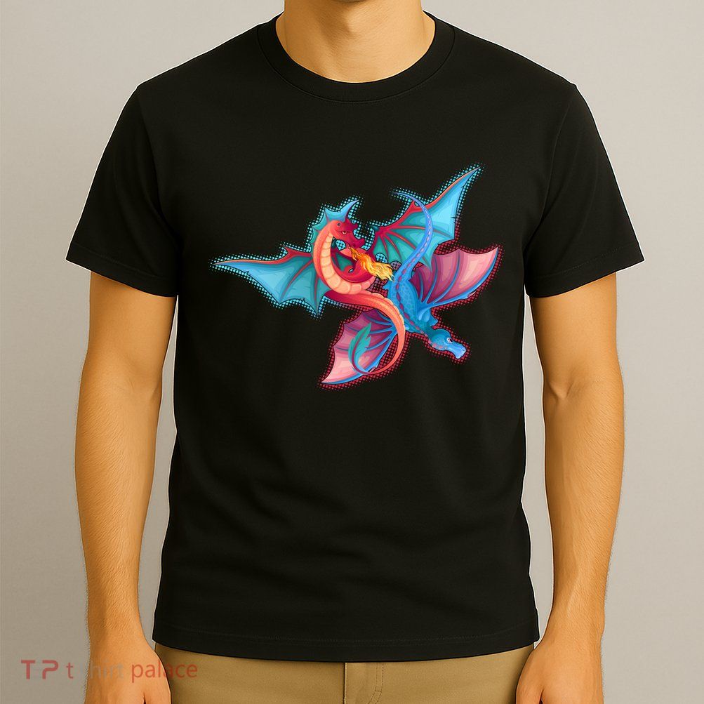 Red And Blue Flying Dragons T-Shirt