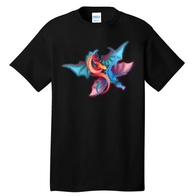 Red And Blue Flying Dragons Tall T-Shirt