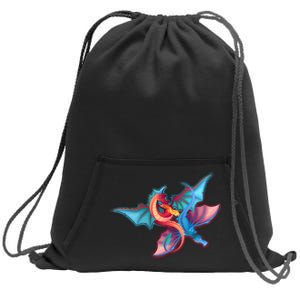 Red And Blue Flying Dragons Sweatshirt Cinch Pack Bag