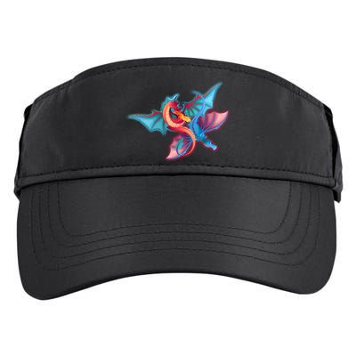 Red And Blue Flying Dragons Adult Drive Performance Visor
