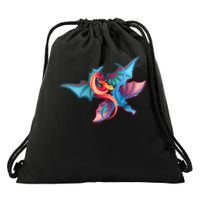 Red And Blue Flying Dragons Drawstring Bag