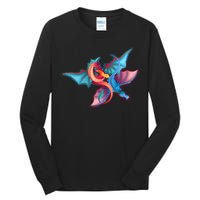 Red And Blue Flying Dragons Tall Long Sleeve T-Shirt