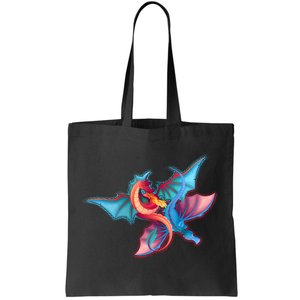 Red And Blue Flying Dragons Tote Bag