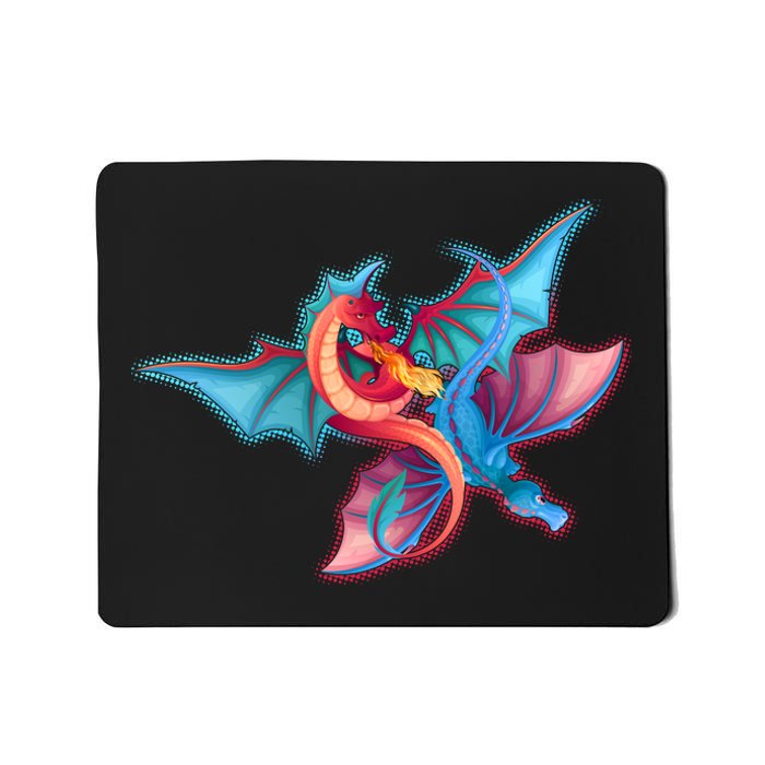 Red And Blue Flying Dragons Mousepad