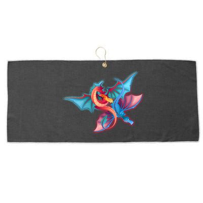 Red And Blue Flying Dragons Large Microfiber Waffle Golf Towel