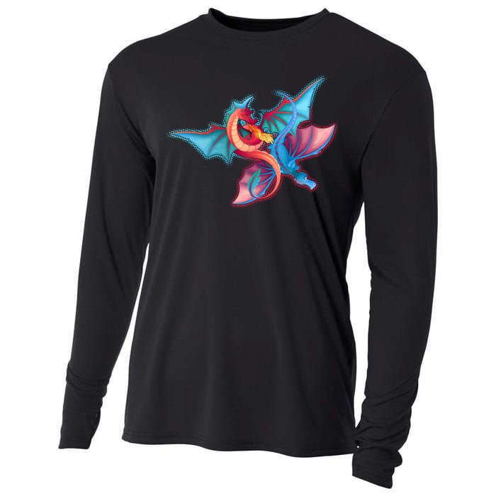 Red And Blue Flying Dragons Cooling Performance Long Sleeve Crew