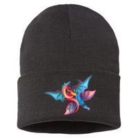 Red And Blue Flying Dragons Sustainable Knit Beanie